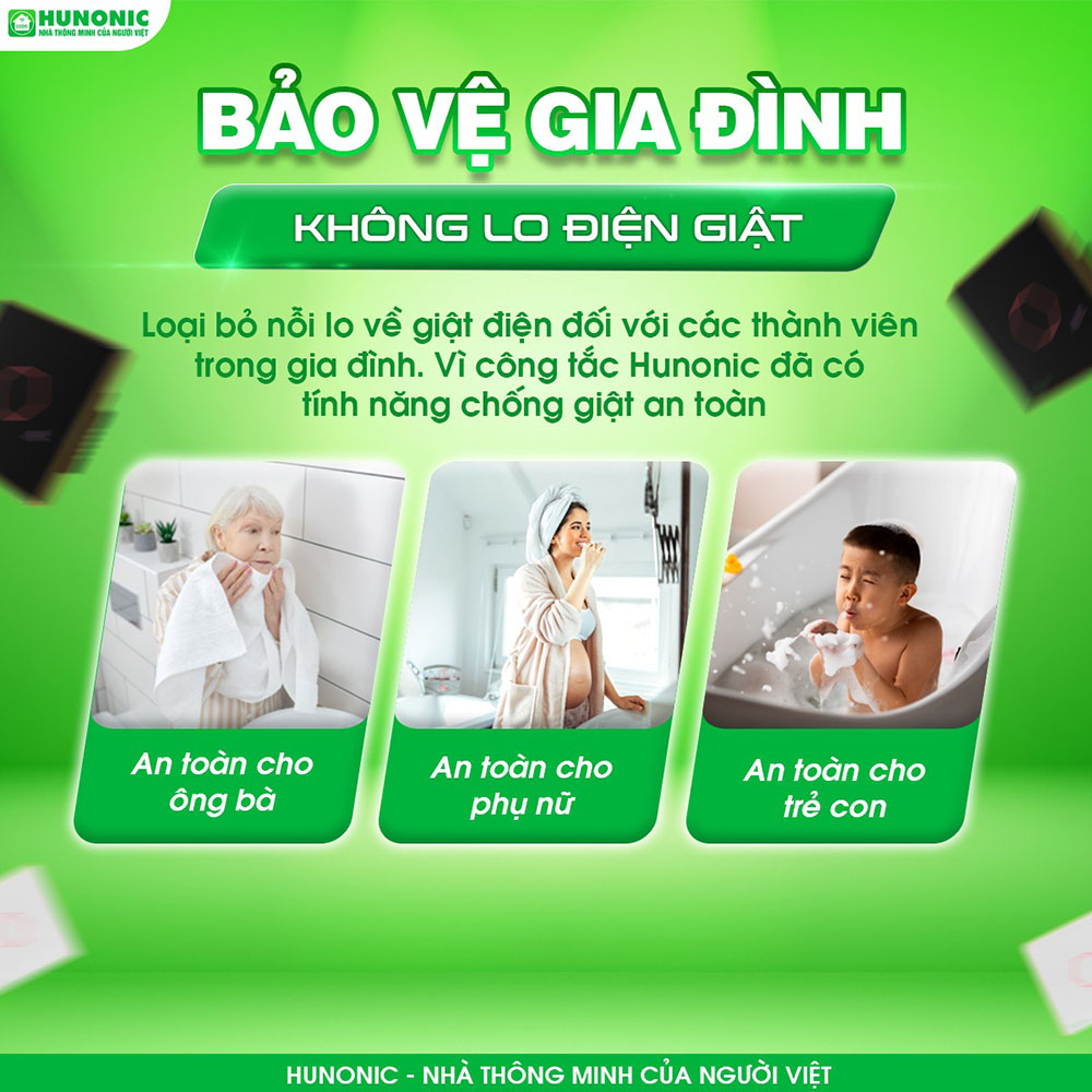 Công Tắc Chống Giật Wifi Hunonic Datic Màu Đen